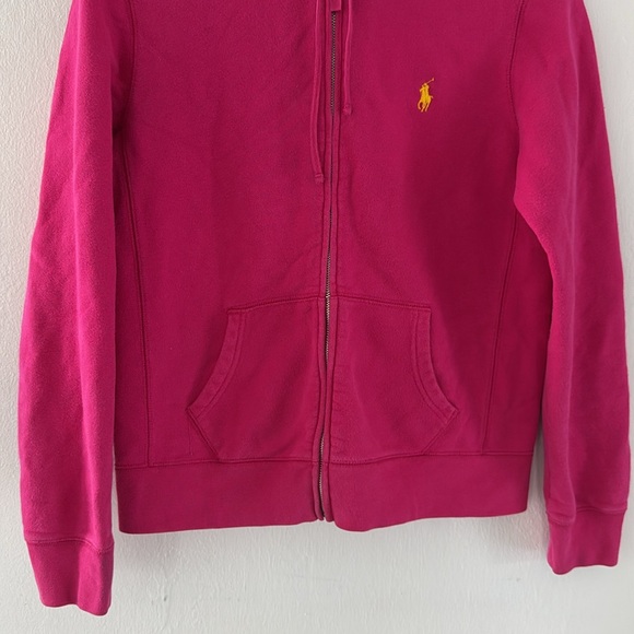 Ralph Lauren Sport Jacket Womens Large Hooded Sweatshirt Full Zip Hoodie Pink - Picture 4 of 8